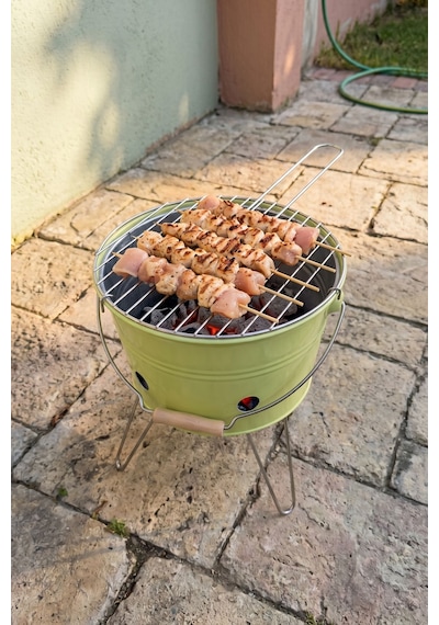 Küçük Katlanabilir Metal Piknik Izgara Mangal Barbekü Açık Yeşil
