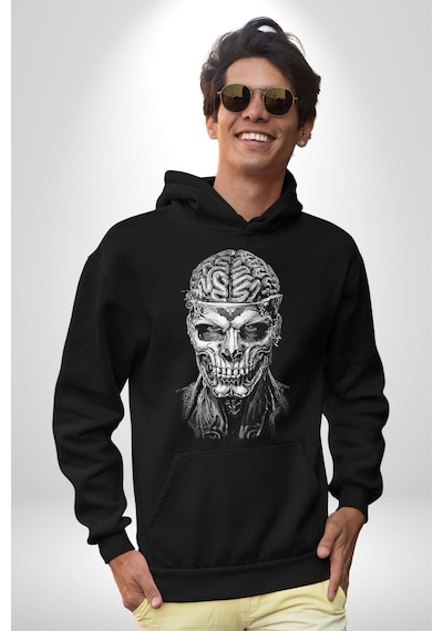 İnsan Beyni Korku Sineması Kadın Erkek Siyah Kapüşonlu Sweatshirt Hoodie Siyah