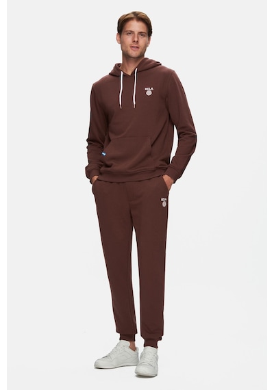 Ucla Nevada Kahve Kapüşonlu Baskılı Standard Fit Erkek Sweatshirt Kahve Kahverengi