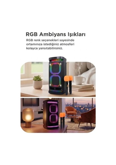 Premium Torima Bluetooth Hoparlör Karaoke Bts1989 Siyah Ses Ürünü Işıklı Cihaz Müzik Aleti