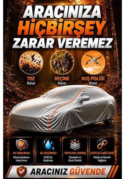 Ford Mustang 2004-2014 - 4 Mevsim Klipsli Araba Brandası - Oto Çadır Örtü