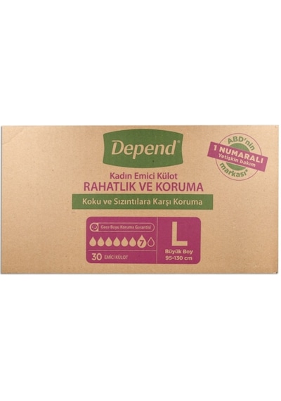 Depend Emici Külot Kadın Hasta Bezi Büyük Boy L 2 x 30'Lu
