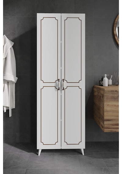 2 Kapaklı 5 Bölmeli Geniş Çok Amaçlı Banyo Dolabı - Tamamı 1. Kal Beyaz