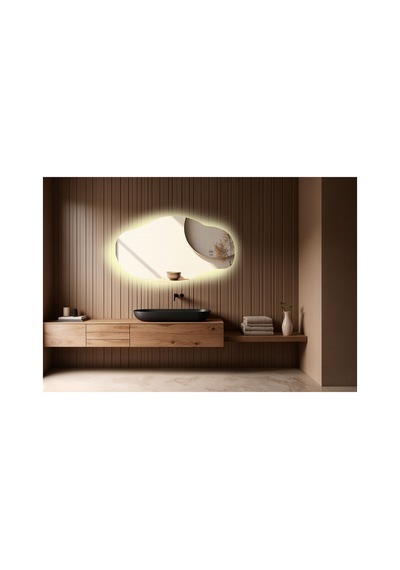 Boy Aynası Ledli, Asimetrik Ayna, Asimetrik Boy Aynası, Ledli Ayna, Duvar Aynası, Günışığı Led 120 X 65 Gümüş