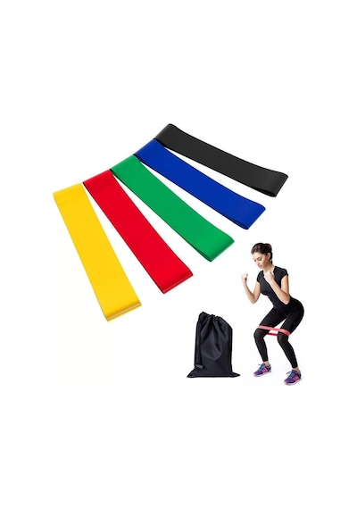 5'li Set Aerobik Band Latex Aerobik Bandı Pilates Yoga Lastiği