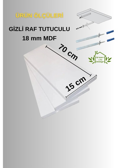 Beyaz Gizli Montaj Uçan Hediyelik Çok Amaçlı Çiçeklik Kitaplık Duvar Rafı Üçlü Set Beyaz Beyaz