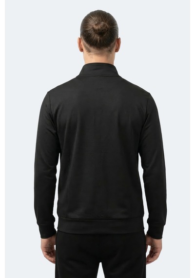 Slazenger Revolver Erkek Fermuarlı Dik Yaka Cepli Siyah Sweatshırt