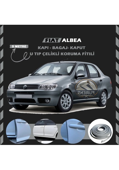 Fiat Albea Oto Araç Kapı Koruma Fitili 5metre Parlak Gri Renk