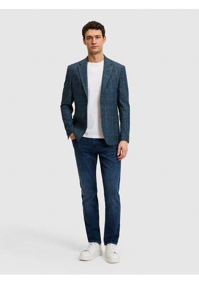 Cacharel Petrol Mavi Slim Fit Yün Kaşmir Karışımlı Ceket