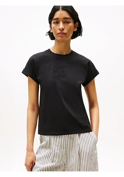 Tommy Hilfiger Floral Scrıpt Mdrn C-nk Ss Tee Kadın Siyah T-shirt - Ww0ww47157