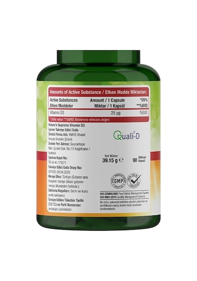 Natures Supreme Vitamin D3 1000 Iu 90 Kapsül Aromasiz