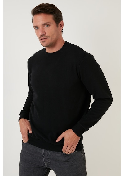 Buratti Slim Fit Bisiklet Yaka Pamuklu Erkek Kazak 456201 Siyah