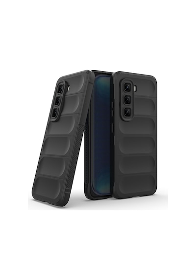 Xemu İnfinix Hot 50 4g Kılıf Esnek Tpu Oyuklu Arka Yüzey Tasarımlı Etnik Silikon Siyah