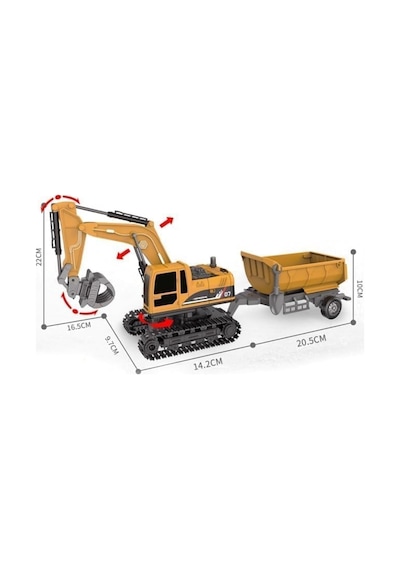 1/22 Uzaktan Kumandalı Rc Paletli Ekskavatör Işıklı Sesli Hareketli Şarjlı Excavator Kamyonlu İş Makinesi