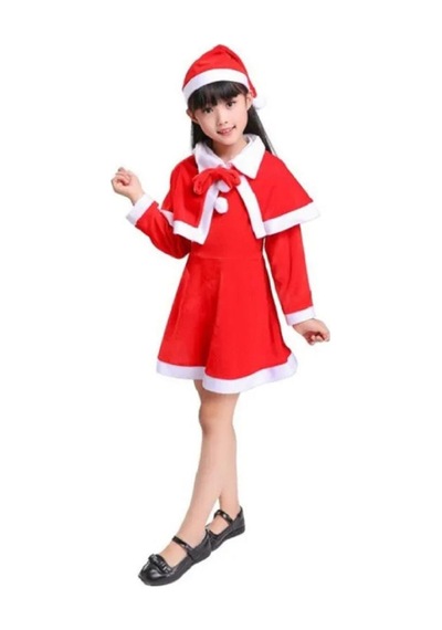 Dilek Kostüm Noel Anne Çocuk Kıyafeti Kız Çocuğu Noel Baba Kostümü Kırmızı - Beyaz