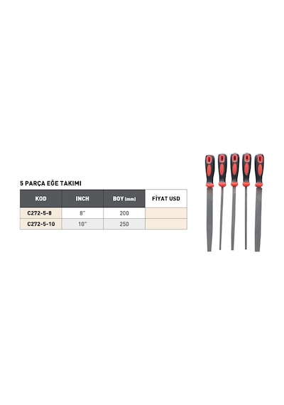 Fett Pld 5 Parça Eğe Takımı