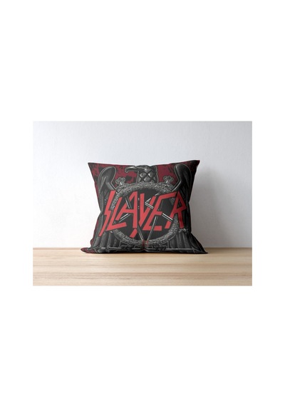 Metal Müzik Grubu Slayer Desenli Kare Yastık Kılıfı Çok Renkli