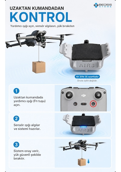Djı Air 3 / Air 3s Yük Bırakma Aparatı Henwafx Işık Sensörlü Airdrop Modülü