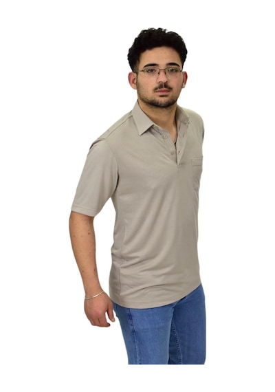 Raymons Erkek Büyük Beden Gömlek Yaka Tişört T6065 Bgl-st04540 Bej