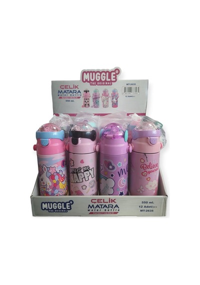 Muggle 550ml Çelik Matara Mt-2635 12'li Stand Çok Renkli