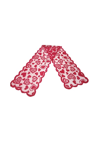Kırmızı Kalp Masa Koşucuları Polyester Sevgililer Günü İçin Aşk Modern Masa Dantelli Kumaş Masa Dizlotu Kapaklar Parti