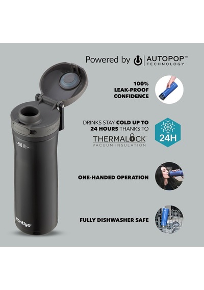Contigo Jackson Autopop Soğuk Su Termosu 590 Ml Siyah Sku: Smg8690010192295 Açık