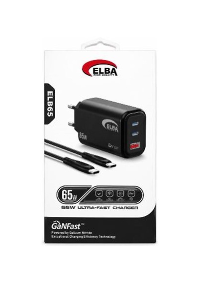 Elba Elb-65 65w Siyah Type- C To Type-c Gan Şarj Aleti