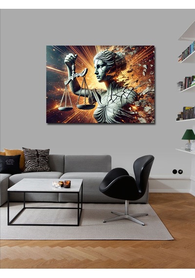 Kanvas Tablo Adalet Tanrıçası Ve Alevler 50cmx70cm