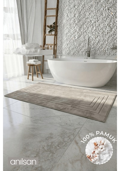 Alora Vizon Büyük Ayak Havlusu - 60x130 Cm , 690gr %100 Pamuk, Spa Ve Otel Banyo Paspası Vizon
