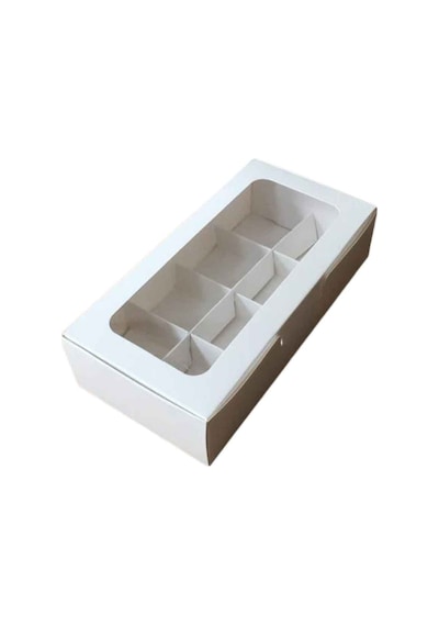 Asetat Pencereli Karton Kutu 20X10X5 Cm 8 Bölmeli Kutu 10 Adet N11.5413