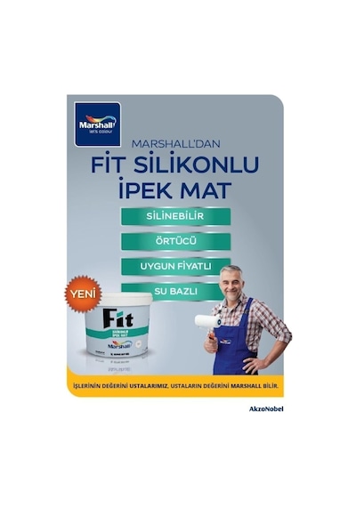 Fit Silikonlu İpek Mat Duvar Boyası, 10 Kg, Beyaz Diğer