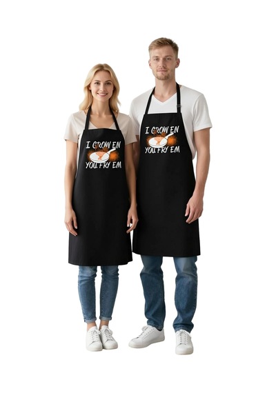 Unisex Mutfak Önlüğü Yetiştiririm Kızartırsın Baskılı Vintage Tar Siyah