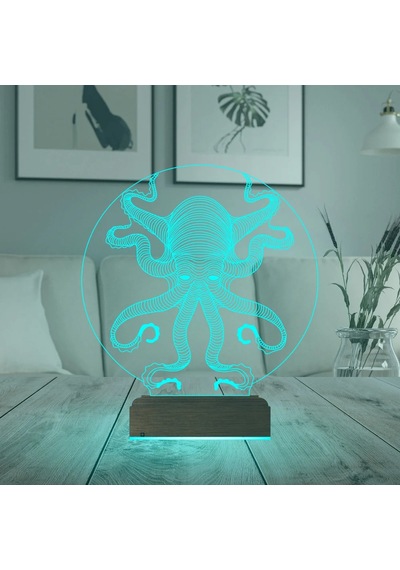 Luvivia Ahtapot Şekilli 3d Lamba - Masa Gece Lambası Şeffaf