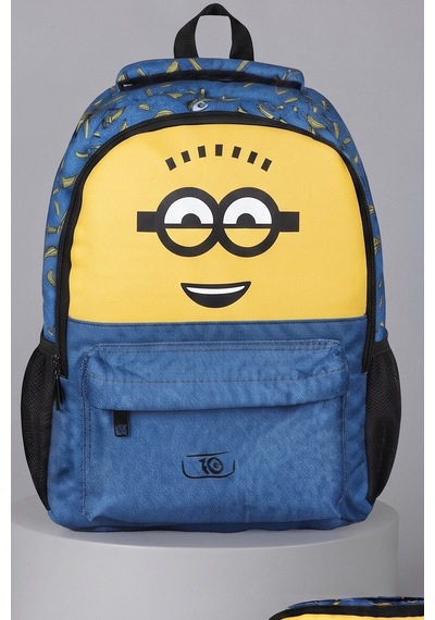 X Dekomus , Lisanslı Minions Banana Mood Collection Büyük Boy Okul Çantası Ve Kalem Çantası Seti Altın