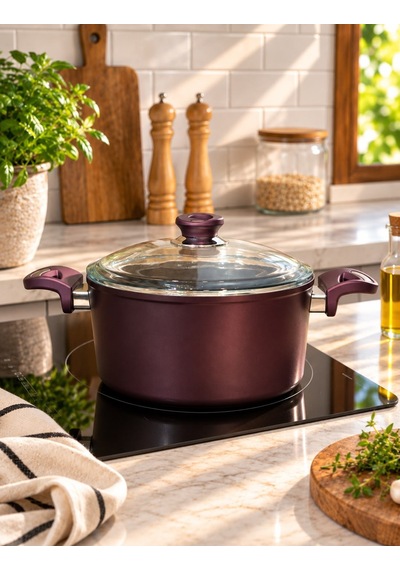 Vera Titanyum Derin Tencere Mürdüm 22 Cm-7704 Çok Renkli