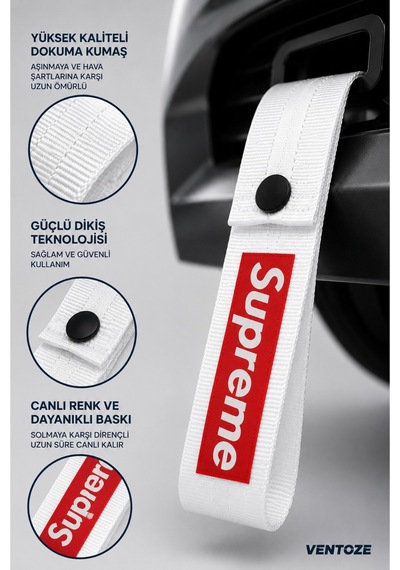Jdm Tasarımlı Çeki İpi Yarış Tarzı Tow Strap Modifiye Aksesuarı 4x20 Cm Beyaz