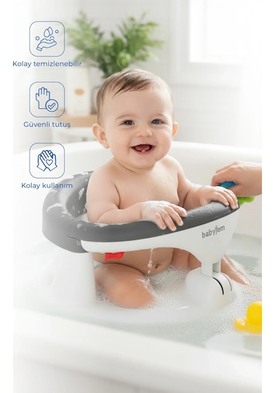 Babyjem Yandan Açılır Banyo ve Mama Oturağı Antrasit