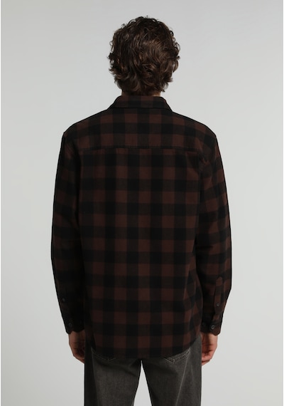 Colin's Colins Relaxed Fit Shirt Neck Ekoseli Erkek Kahverengi Uzun Kol Gömlek Cl1082022 Q1.v1 Brw