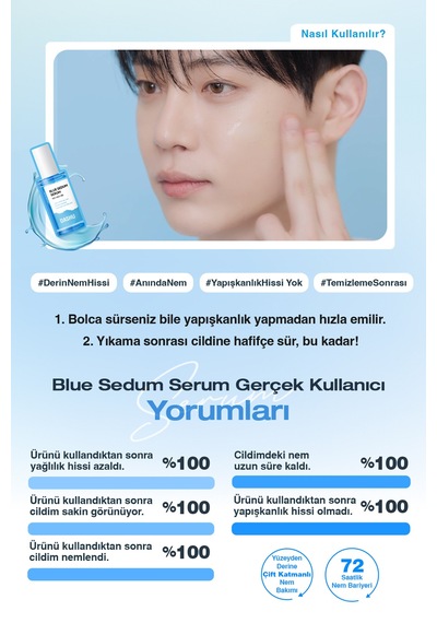 Dashu Blue Sedum Yağ ve Nem Dengesi Sağlayan Hyalüronik Asit İçerikli Nemlendirici Serum 65 ML
