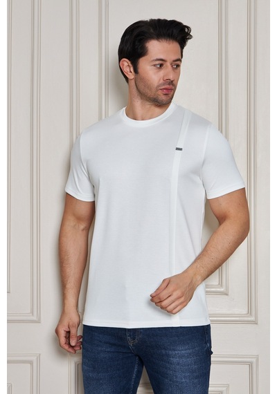 Erkek Jeuss Oysho Kumaş Sıfır Yaka Beyaz Tshirt