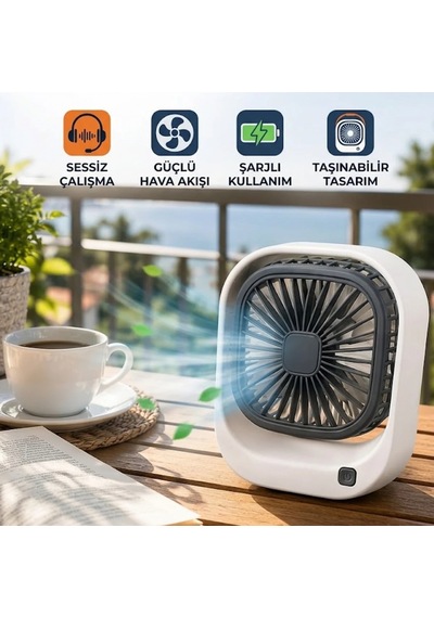 Taşınabilir Şarjlı Masa Fanı Sessiz Çalışma Ve Güçlü Hava Akışı