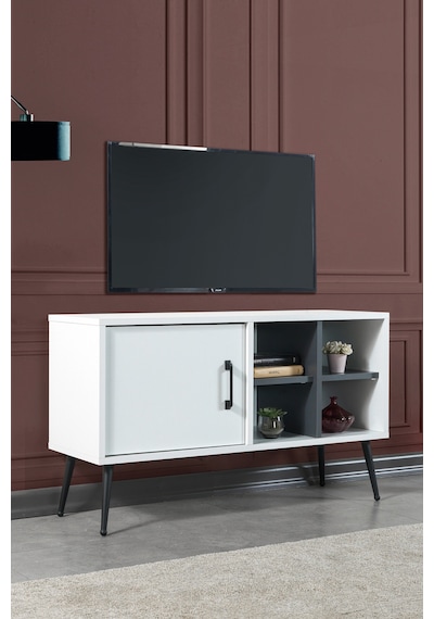 3112 Şile Metal Ayaklı Metal Kulplu Tv Ünitesi 100 Cm - Beyaz Beyaz