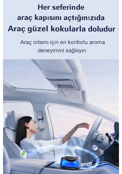 Exenar - Siyah - Otomatik Araç İçi Koku Makinesi Difüzörü Hava Nemlendirici Araç Parfümü Buharlı Şarjlı 800mah
