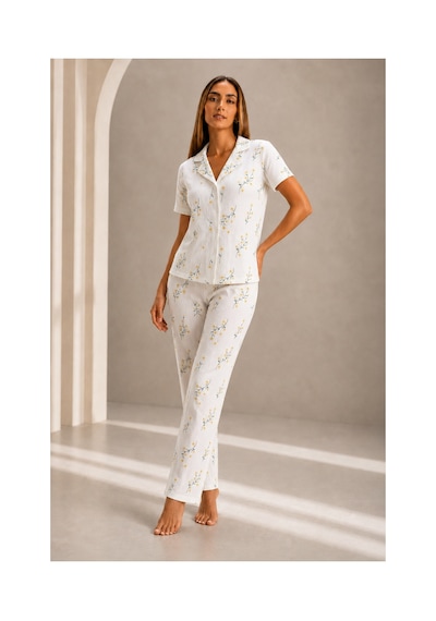 Fit Women Kadın Kısa Kol Rahat Kalıp Şık Çok Renkli Pijama Takımı