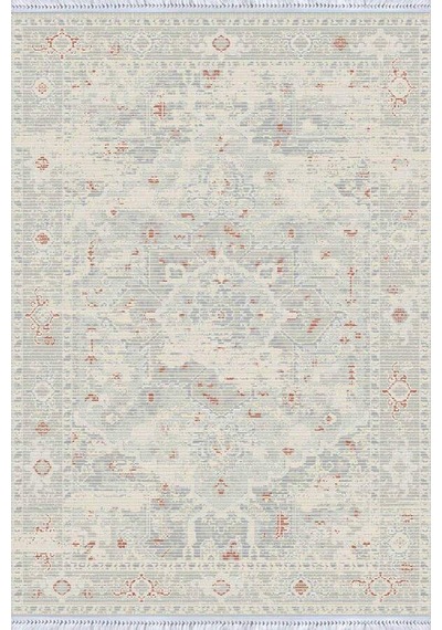 Krem Vintage Dokuma Pamuk Tabanlı Kaymaz Kilim Klm330n11
