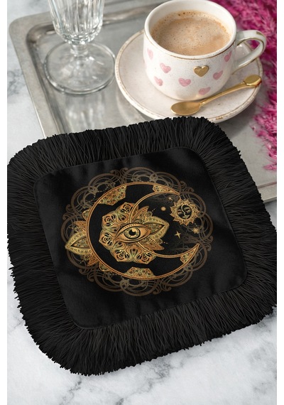 Mistisizm Lüks Ay Göz Saçaklı Sunum Peçetesi - Gotik Bohem Siyah Altın Renkli Bardak Altlığı Mendil Gün Doğumu Lila Mistisizm Lüks Ay Göz Saçaklı Sunum Peçetesi - Gotik Bohem Siyah Altın Renkli Bardak Altlığı Mendil Gün Doğumu Lila