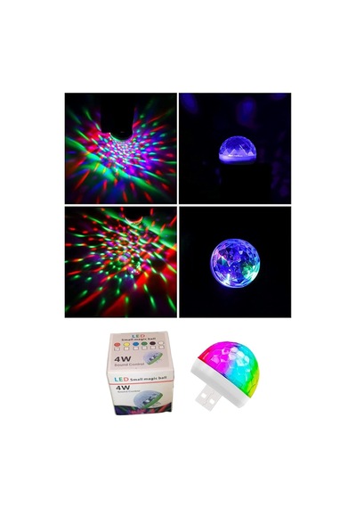 Rgb Usb Mini Disko Topu, Ses Sensörlü, Renkli Led, Parti Lambası, Taşınabilir Tek Renk