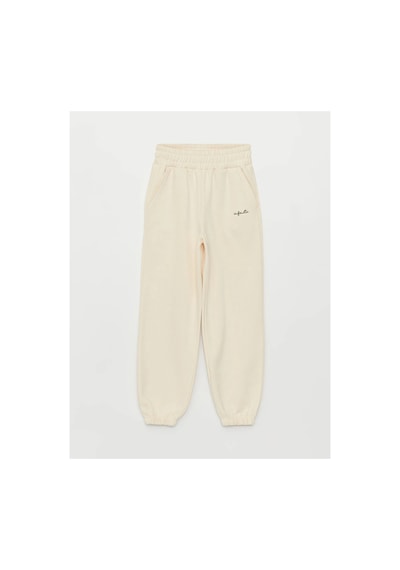 LC Waikiki Lcw Vision Bej Beli Lastikli Nakışlı Kadın Kalın Jogger Eşofman Alt BEIGE