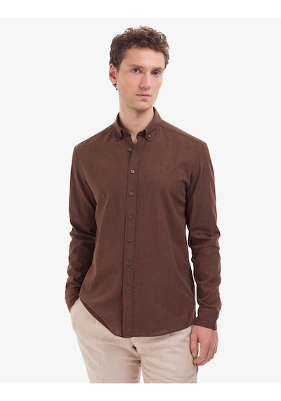 Pierre Cardin Erkek Koyu Kahverengi Gömlek Desenli 50325356-vr084