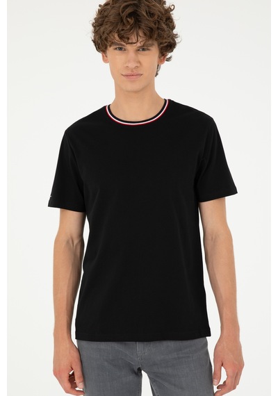 U.S. Polo Assn. Erkek Regular Fit Bisiklet Yaka Siyah Tişört 50294289-VR046